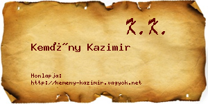 Kemény Kazimir névjegykártya